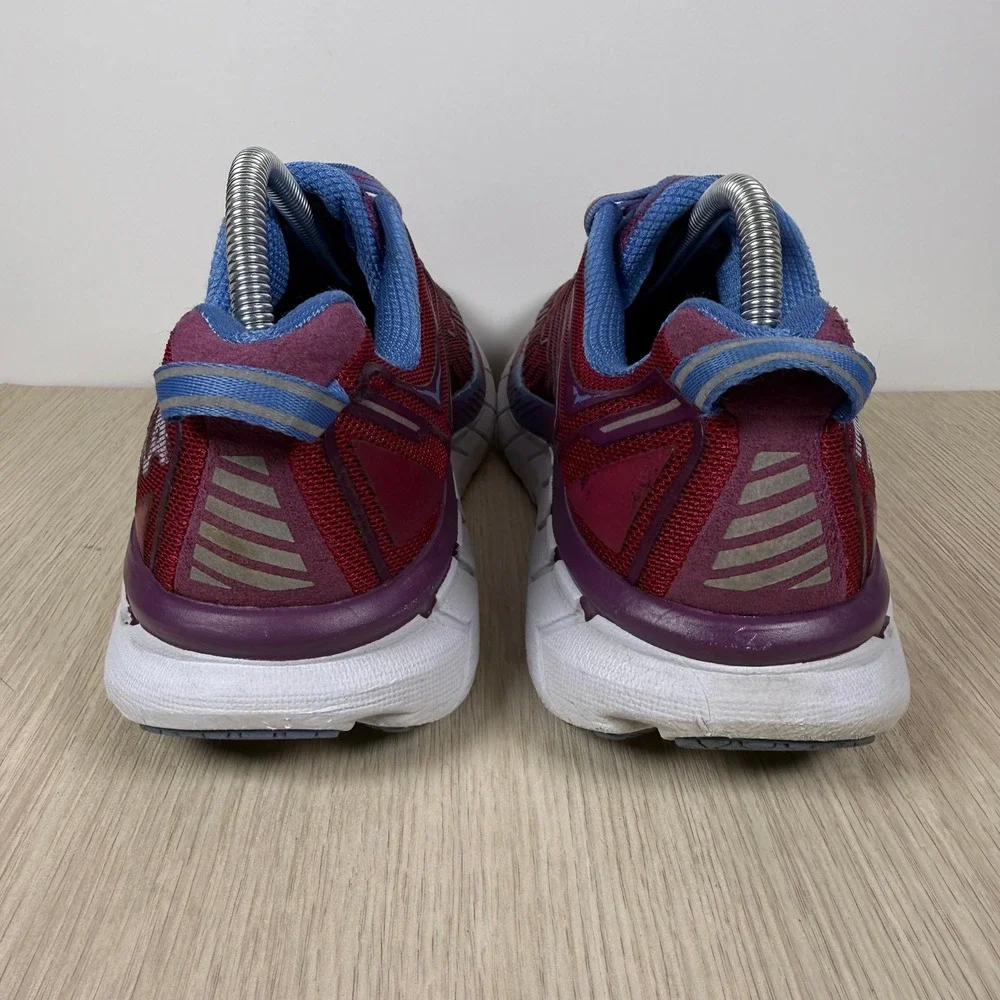 Hoka One One Clifton 4 Womens Running Shoes Red Blue 1016724 CJPP Size 9.5